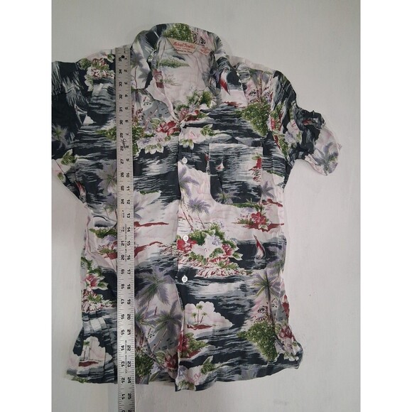 Vtg Women's Hawaiian Shirt Button Down Collared Michael Gerald Hand Screened Med - Picture 4 of 5